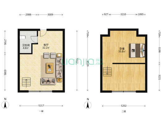 冠军寓 1室1厅1卫 55平方