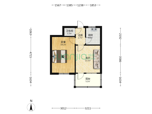 渚南二条6号院 1室1厅1卫 42平方