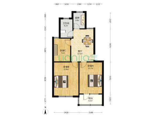 百龙新村 3室1厅1卫 75平方