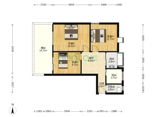 管城街民族小区 3室1厅1卫 73平方
