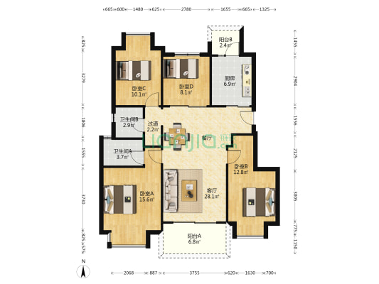 桂湖正荣府 4室1厅2卫 116平方