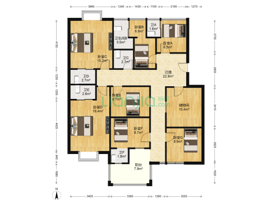 金铺颐园 7室0厅6卫 143平方