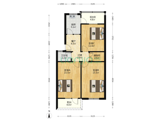 西仓东巷2号（陕西省粮食局西仓家属院） 3室1厅1卫 78平方