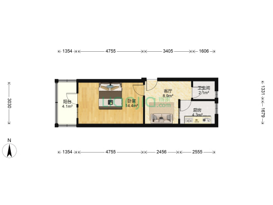 北辛庄大楼 1室1厅1卫 41平方