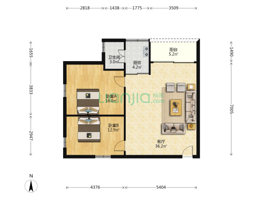 南新三路 2室1厅1卫 102平方