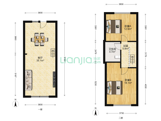 风尚米兰 2室1厅1卫 49平方