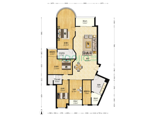 丽景湾 4室1厅2卫 158平方