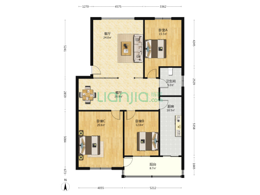 东明路北191号院 3室2厅1卫 139平方