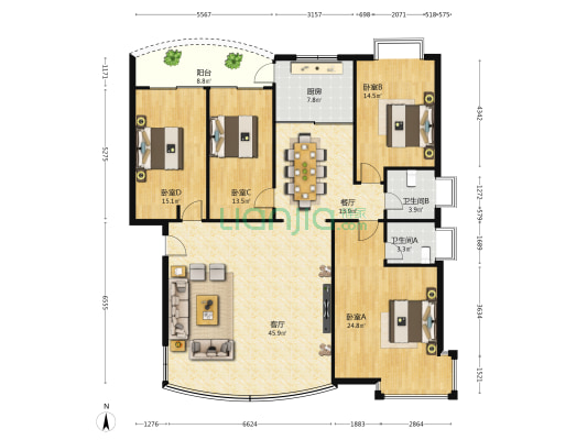 发改局宿舍 4室2厅2卫 160平方