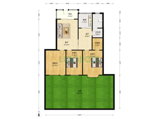 满庭芳家属院 2室2厅1卫 114平方