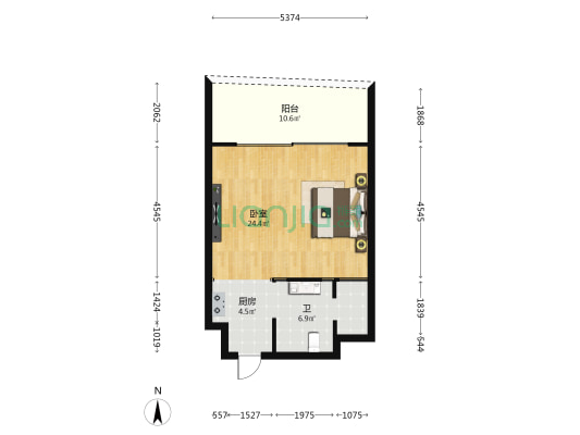 昌建逸海国际广场 1室0厅1卫 48平方