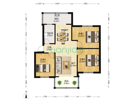 关兴南巷1号 3室1厅1卫 71平方