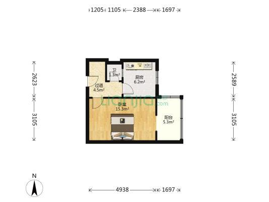 中交二公局吉祥1号家属院 1室0厅1卫 38平方