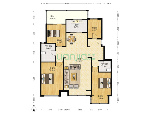 隆玺祥云 3室1厅2卫 142平方