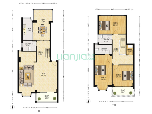 嘉景公寓  3室2厅3卫 167平方