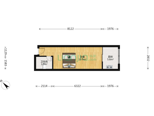嘉茂大厦 1室0厅1卫 43平方