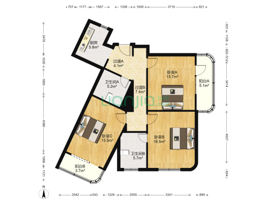 中信中山大楼 3室0厅2卫 135平方