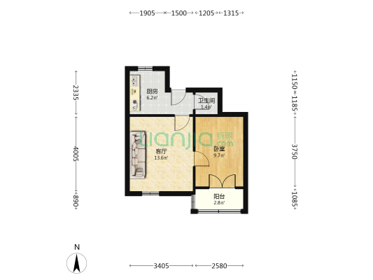 102生活区 1室1厅1卫 43平方