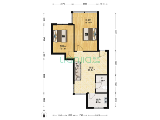 广益街 2室1厅1卫 68平方