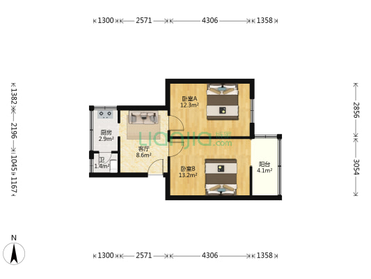 沿河西路南段 2室1厅1卫 52平方