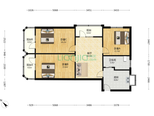 模范一村 3室1厅1卫 125平方