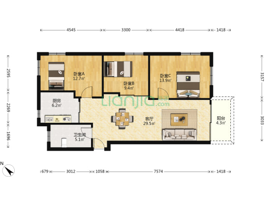 船检大院 3室1厅1卫 99平方