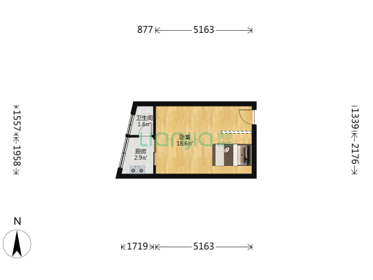 诚泰大厦 1室0厅1卫 32平方