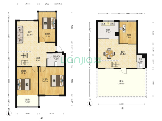 阳光新村 4室2厅2卫 113平方