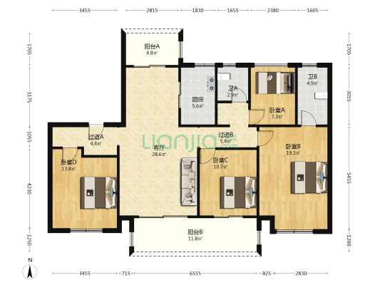 璀璨澜庭 4室1厅2卫 141平方