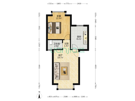 文汇小区 1室1厅1卫 53平方