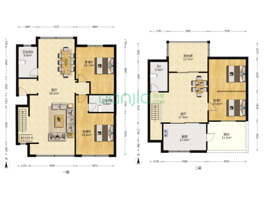 东中市散盘 3室2厅3卫 152平方