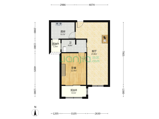 欣南嘉园二期 1室1厅1卫 78平方