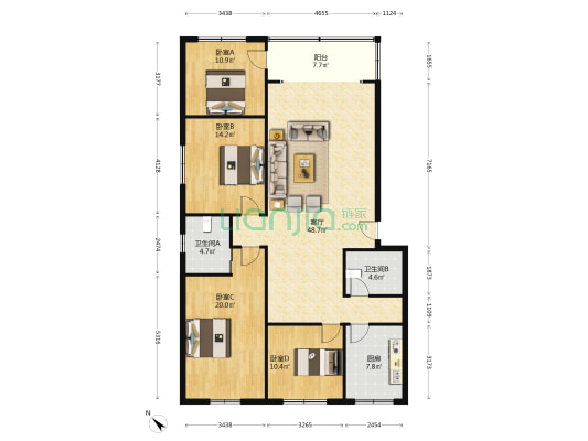 都江堰市人民检察院宿舍区 4室1厅2卫 146平方