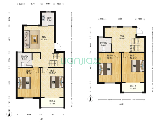 华强小区 3室2厅2卫 149平方