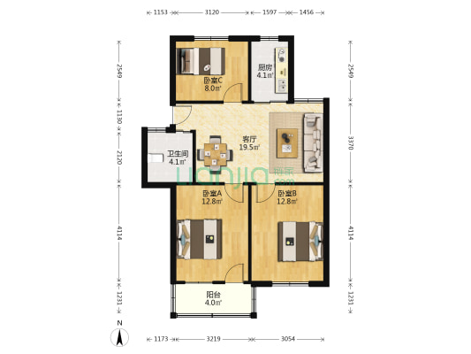 江中巷 3室1厅1卫 82平方