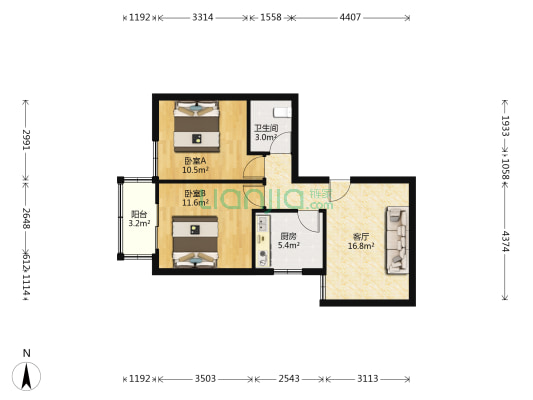 三箭瑞福苑一区 2室1厅1卫 71平方
