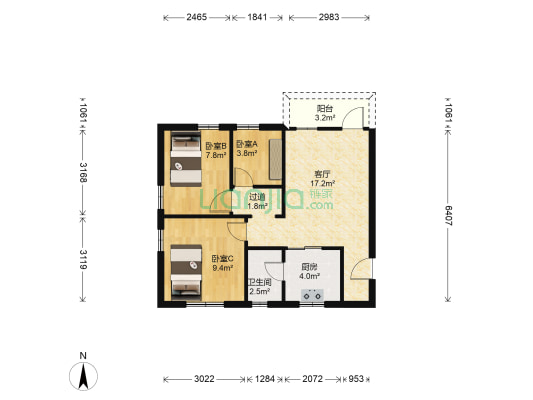 沙涌新村 3室1厅1卫 63平方