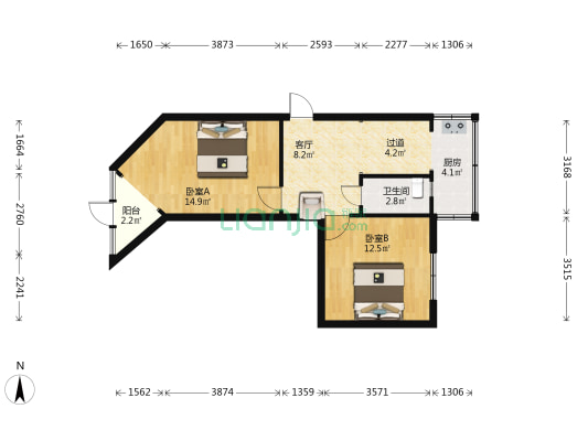 供销社宿舍南院 2室1厅1卫 62平方