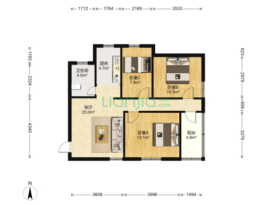 夹浦新村 3室1厅1卫 79平方