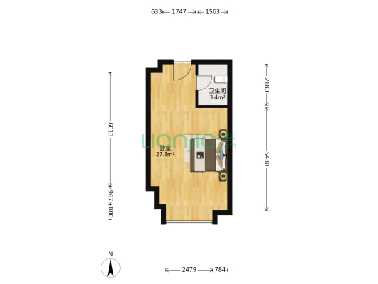 红星国际东苑 1室0厅1卫 47平方