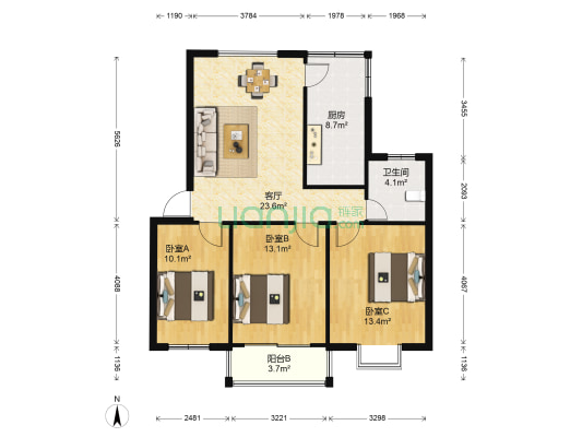 新城家园（车站路） 3室1厅1卫 93平方