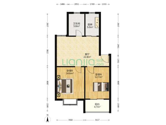 大鹏怡和华庭 2室1厅1卫 77平方