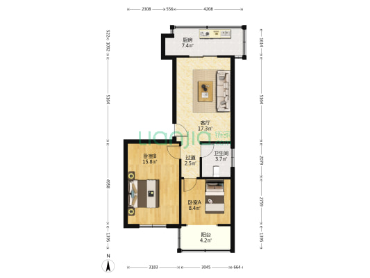 东号巷14号 2室1厅1卫 72平方