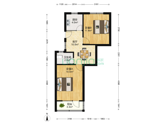 永清二村 2室1厅1卫 57平方