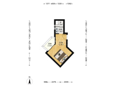 1室0厅1卫25.79㎡-深圳华达园公寓户型图