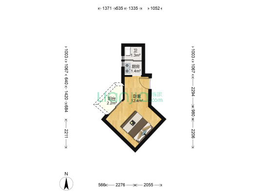 华达园公寓 1室0厅1卫 25平方