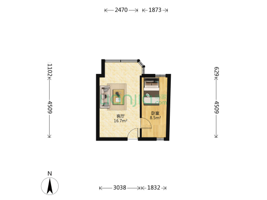 十八甫南路 1室1厅0卫 34平方