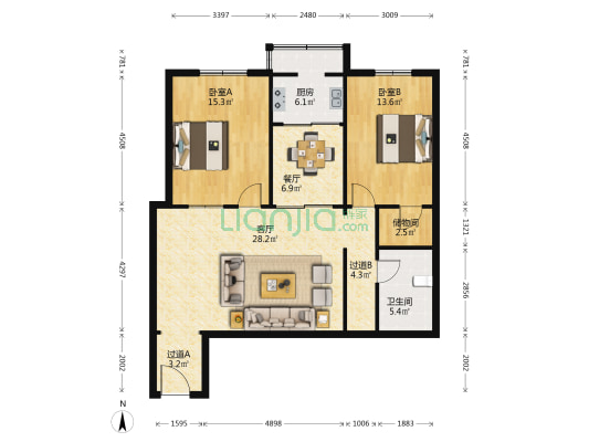 客运站家属院 2室2厅1卫 99平方