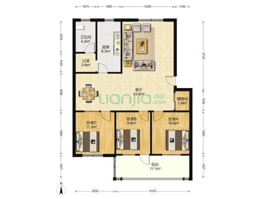 天润凤凰城 3室1厅1卫 126平方