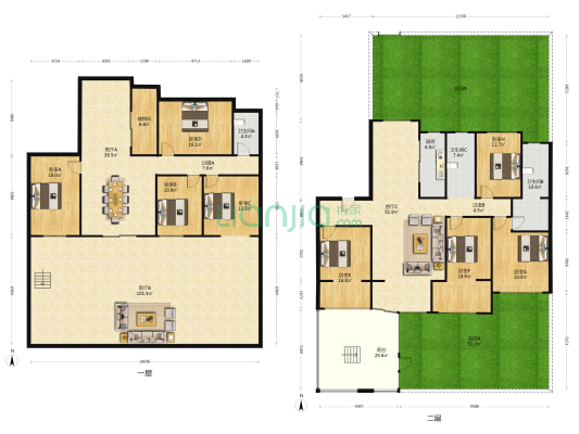 舒适五居室，布局合理，生活惬意，交通便利，繁华地段-户型图